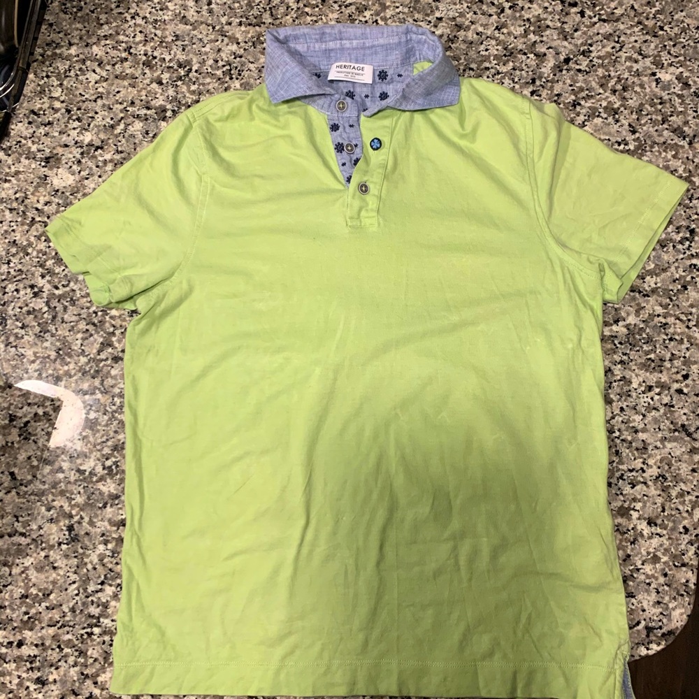 HERITAGE lime green good luck Polo size S